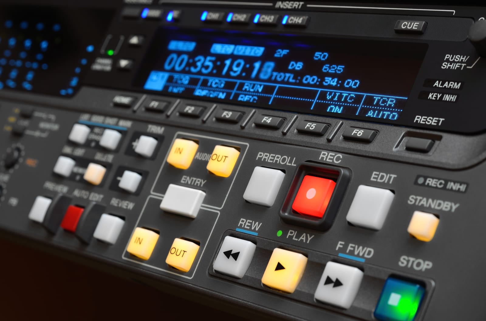 Studio audio deck digitising a Betacam tape archive